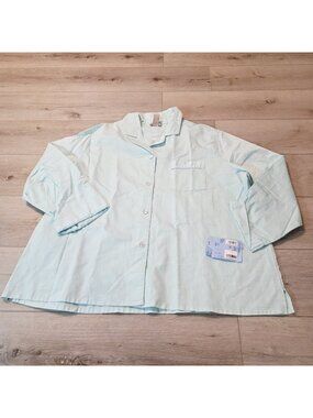 Women Nordstrom Long Sleeve Cotton Sz 2X Light Blue Pajama Button Top